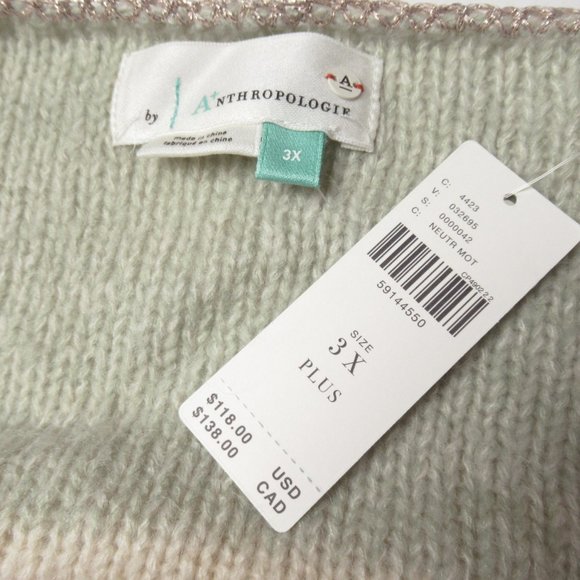 Anthropologie Theia V-Neck Striped Knit Sweater - 3X (Plus) - Picture 7 of 7